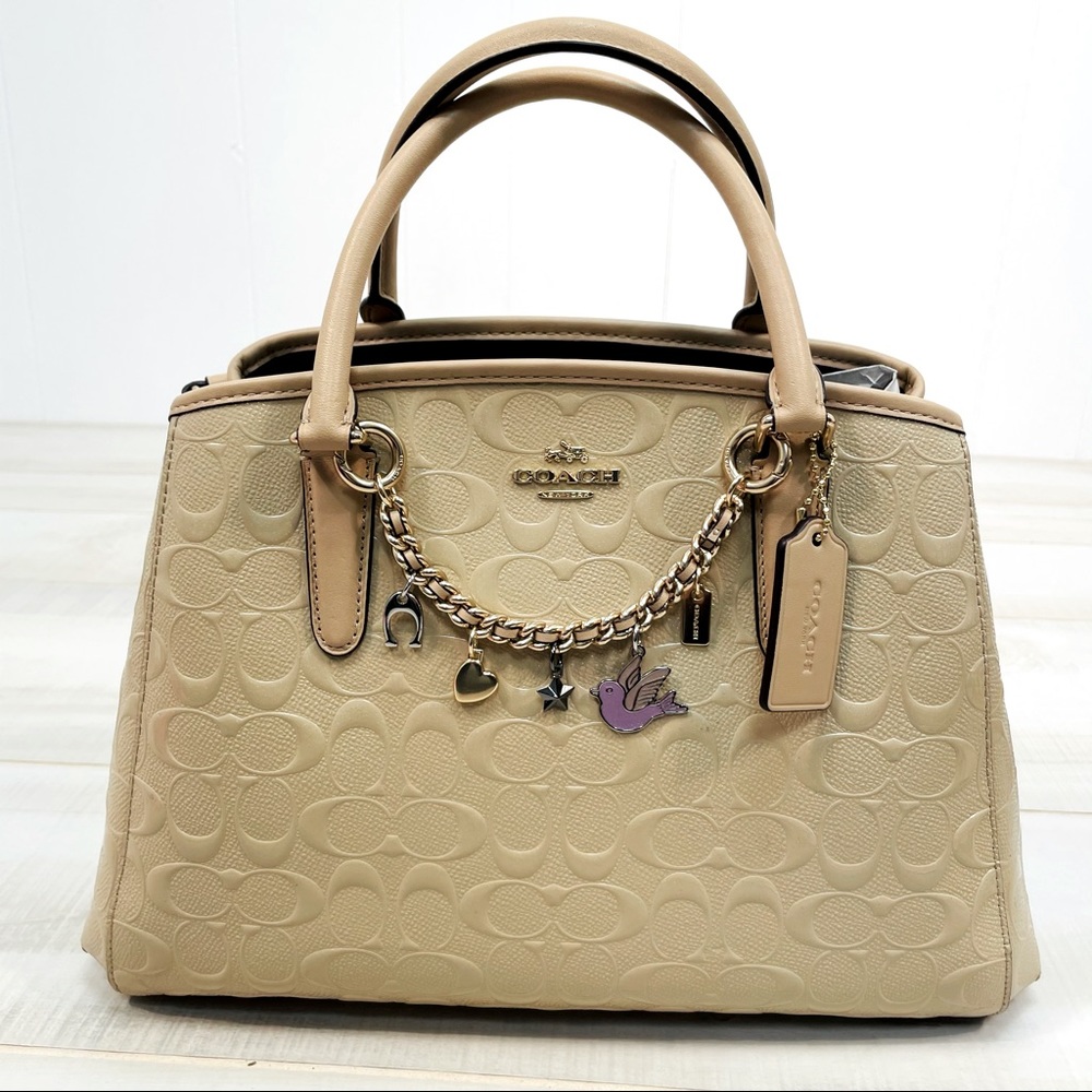 NWT Coach Platinum Sm Margot Carryall Debossed - Picture 3 of 10
